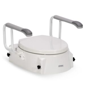 Adjustable Raised Toilet Seat with Swing Back Arms